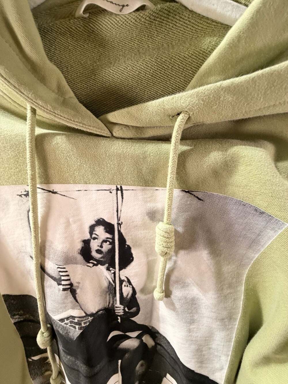 Xhange Graphic Portrait Print Olive Green Hoodie